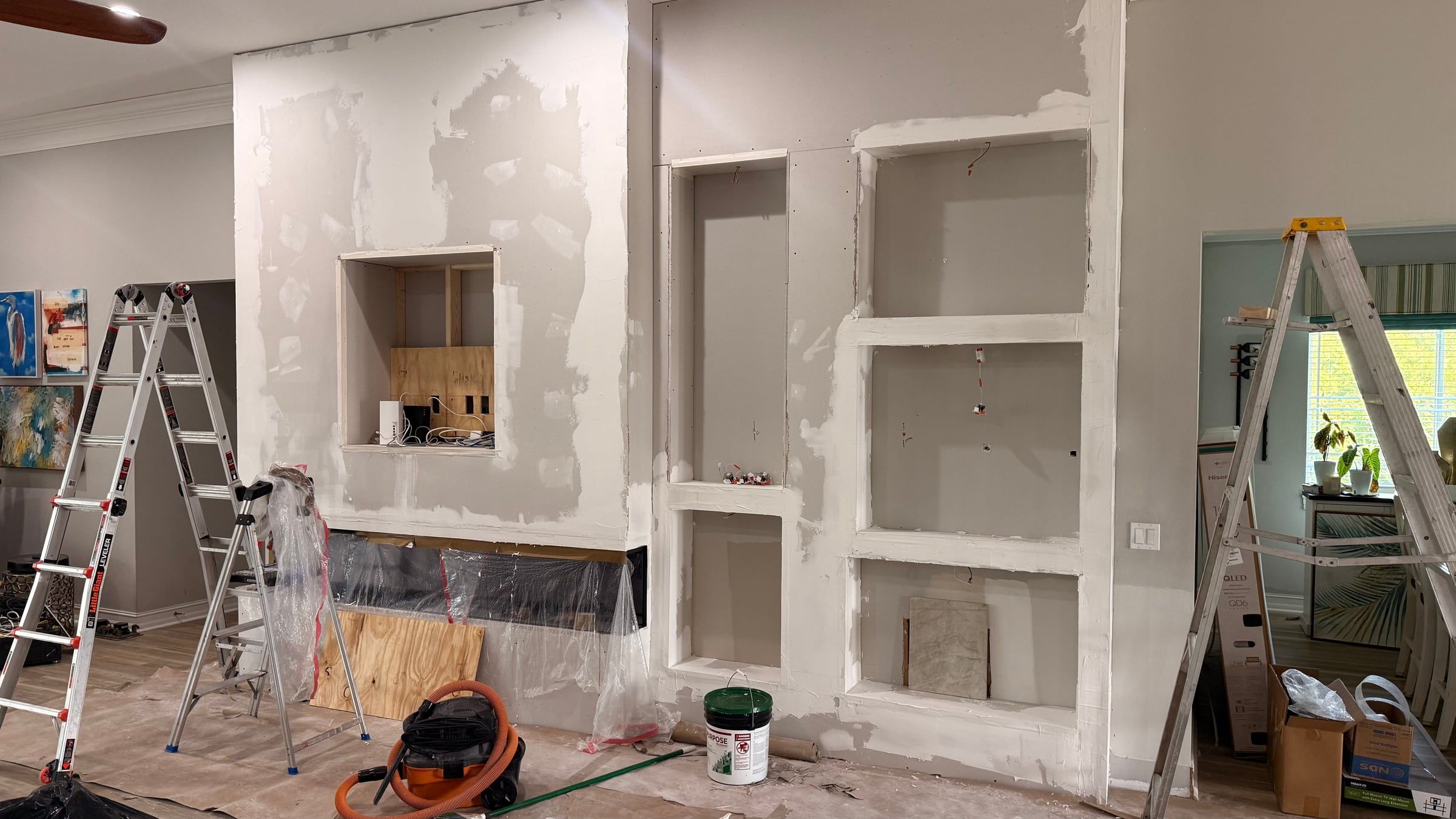 Media Wall with Lit Display Niches and Linear Fireplace in Melbourne, FL — photo 10 of 27