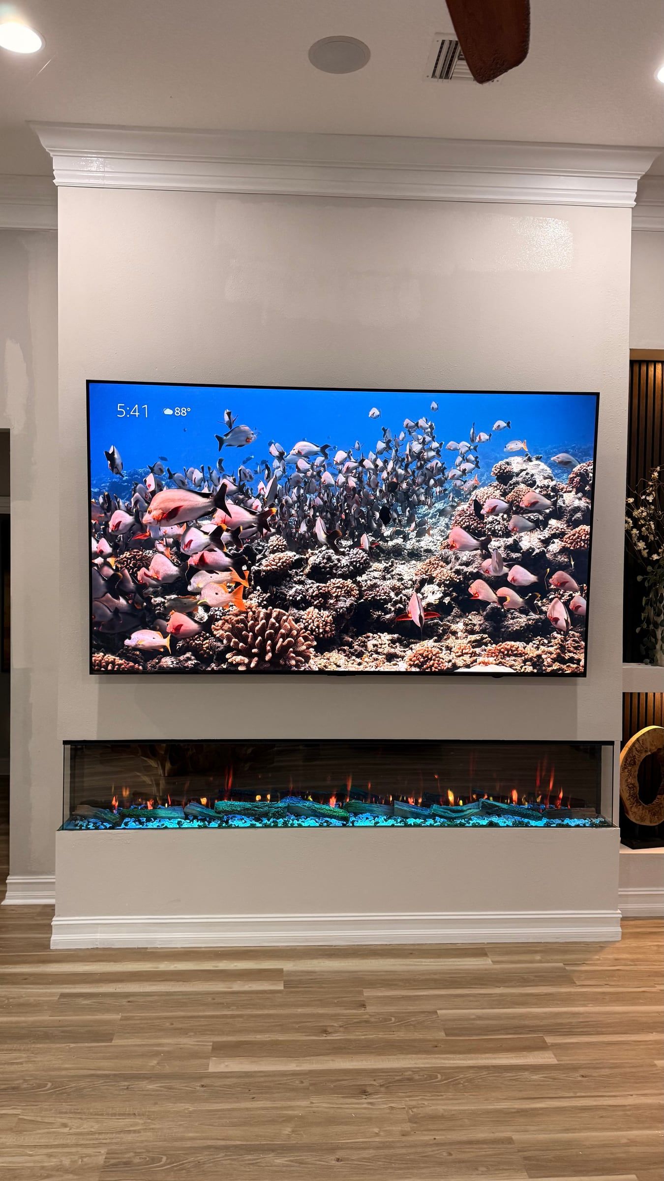 Media Wall with Lit Display Niches and Linear Fireplace in Melbourne, FL — photo 17 of 27
