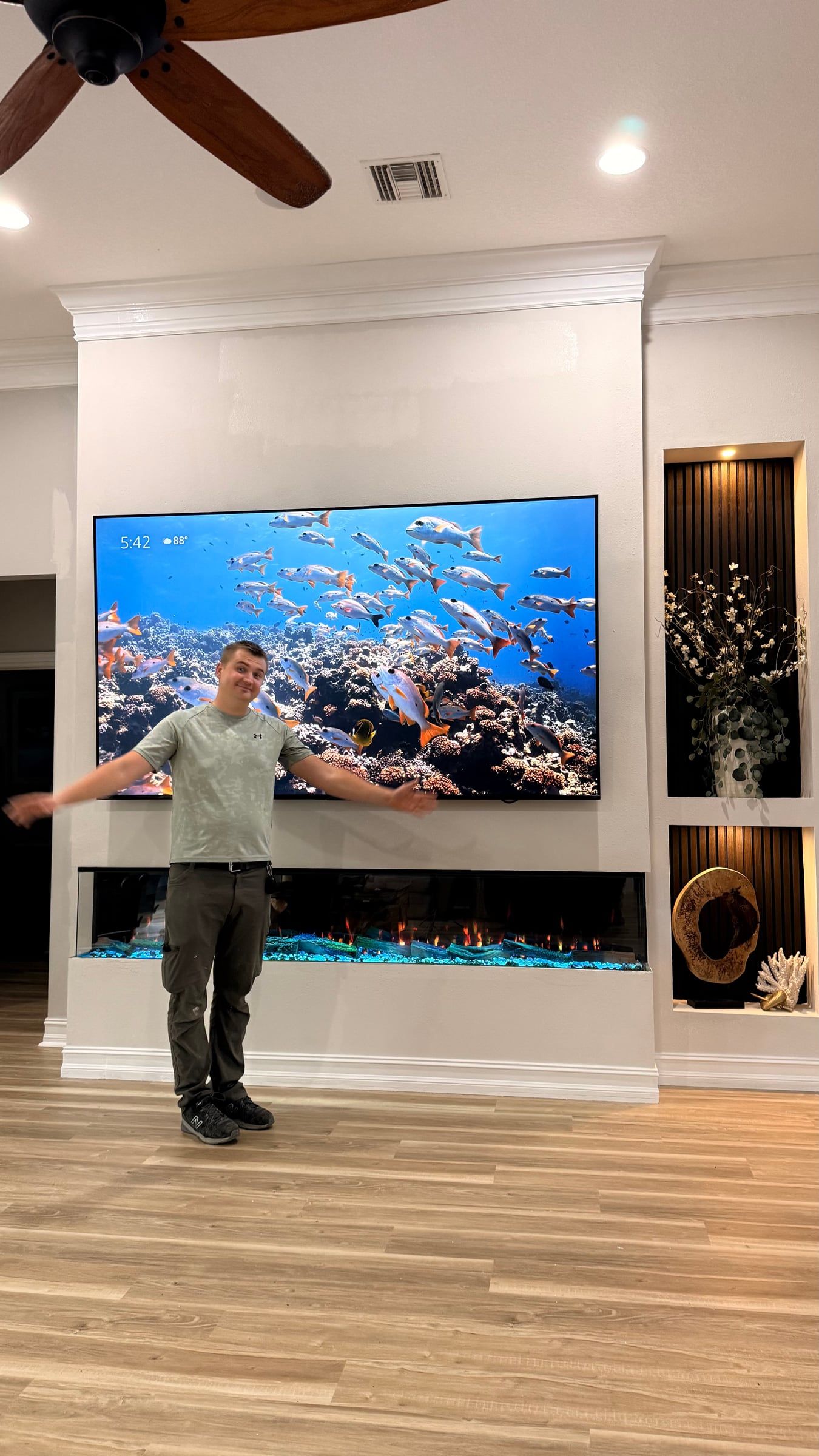 Media Wall with Lit Display Niches and Linear Fireplace in Melbourne, FL — photo 21 of 27