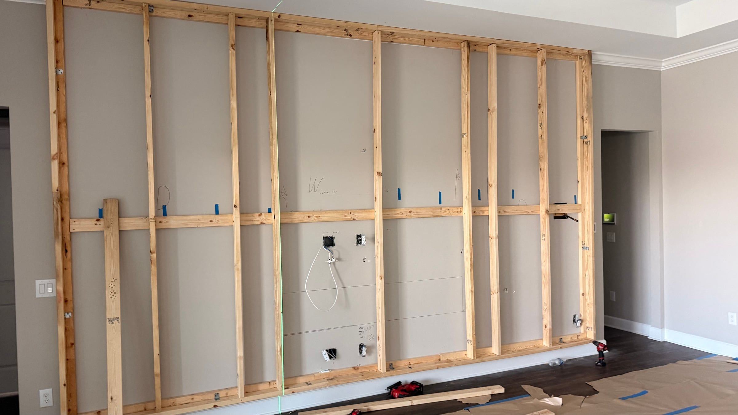 Media Wall with Electric Fireplace Built from the Studs in Orlando, FL — photo 5 of 12