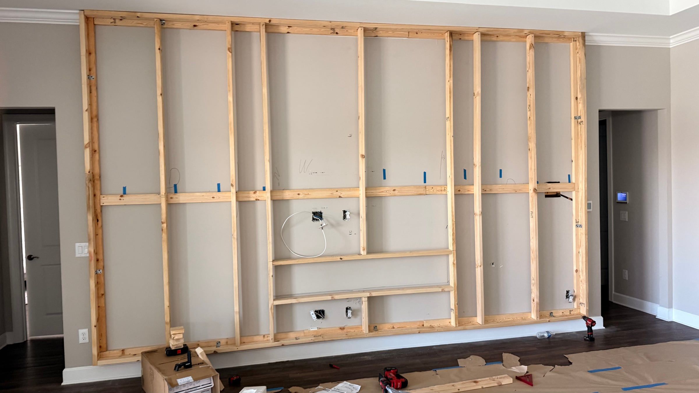Media Wall with Electric Fireplace Built from the Studs in Orlando, FL — photo 6 of 12