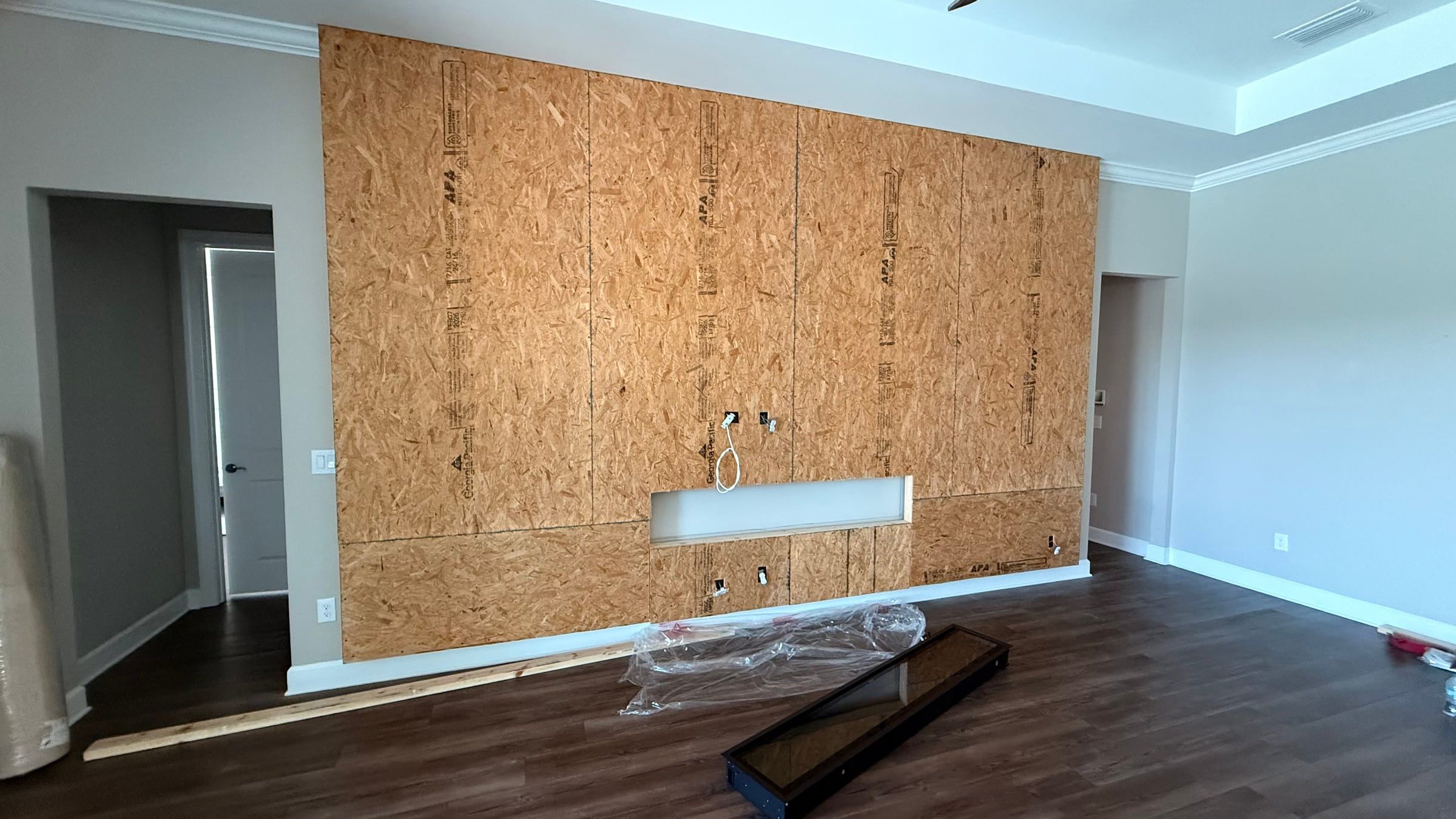Media Wall with Electric Fireplace Built from the Studs in Orlando, FL — photo 8 of 12